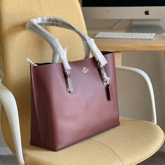 Shoulder Bag Coach Wine Tote COACH 72673 Town Tote Polished Pebble